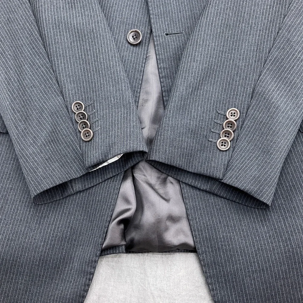 Gianni Manzoni Blazer Mens 48R Charcoal Gray Pinstripe Executive Italy Luxury